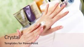  Presentation with spa salon - Cool new PPT theme with related objects in spa salon backdrop and a  colored foreground