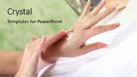  Presentation with spa salon - Colorful presentation theme enhanced with related objects in spa salon backdrop and a mint green colored foreground