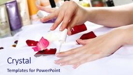  Presentation with spa salon - Cool new presentation theme with related objects in spa salon backdrop and a sky blue colored foreground