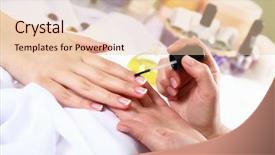  Presentation with spa salon - Audience pleasing presentation design consisting of related objects in spa salon backdrop and a lemonade colored foreground