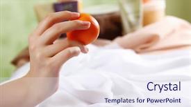  Presentation with gsm related - Audience pleasing presentation design consisting of related objects in spa salon backdrop and a  colored foreground