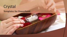  Presentation with spa salon - Audience pleasing PPT theme consisting of related objects in spa salon backdrop and a  colored foreground