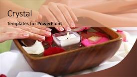  Presentation with templete for related hypertension - Presentation design consisting of related objects in spa salon background and a coral colored foreground