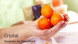  Presentation with spa salon - Presentation design with related objects in spa salon background and a  colored foreground