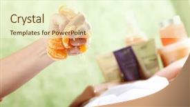  Presentation with spa salon - Slide set having related objects in spa salon background and a  colored foreground