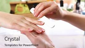  Presentation with spa salon - Audience pleasing slide deck consisting of related objects in spa salon backdrop and a coral colored foreground