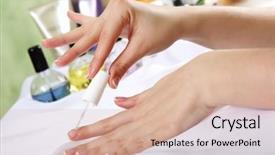  Presentation with spa salon - PPT theme featuring related objects in spa salon background and a  colored foreground