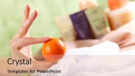  Presentation with spa salon - Slide deck featuring related objects in spa salon background and a  colored foreground