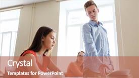  Presentation with school bullying - PPT theme featuring relations and people concept - student background and a coral colored foreground