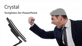  Presentation with monitor-computer - Colorful slides enhanced with relationship between a caucasian man backdrop and a white colored foreground