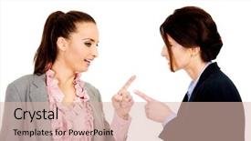  Presentation with angry - PPT layouts having relationship breakdown - angry businesswomans pointing on each background and a  colored foreground