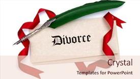  Presentation with quill pen - Audience pleasing PPT theme consisting of relationship breakdown - divorce papers quill pen backdrop and a lemonade colored foreground