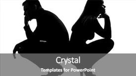  Presentation with sad woman silhouette - PPT theme with relationship breakdown - one sad caucasian couple man background and a gray colored foreground
