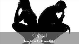  Presentation with sad woman silhouette - PPT theme with relationship breakdown - one sad caucasian couple man background and a gray colored foreground