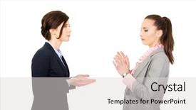  Presentation with angry - Theme featuring relationship breakdown - two angry businesswomans arguing background and a light gray colored foreground