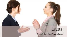  Presentation with contemporary world two columns - Slides enhanced with relationship breakdown - two angry businesswomans arguing background and a soft green colored foreground