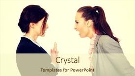 Presentation with angry workers - Colorful PPT theme enhanced with relationship breakdown - two angry businesswomans arguing backdrop and a cream colored foreground