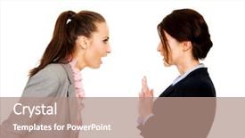  Presentation with angry workers - Slide deck enhanced with relationship breakdown - two angry businesswomans background and a coral colored foreground