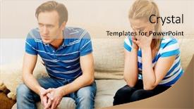  Presentation with conflict - Cool new presentation design with relationship breakdown - young couple having conflict backdrop and a lemonade colored foreground
