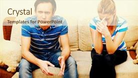  Presentation with relationship - Amazing presentation having relationship breakdown - young couple having conflict backdrop and a cream colored foreground