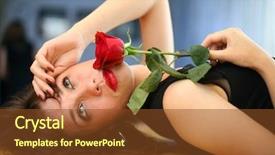  Presentation with woman crying - Slides with relationship breakup - lonely young woman with red background and a tawny brown colored foreground