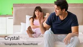  Presentation with conflict - Colorful PPT layouts enhanced with breakup - woman and man backdrop and a coral colored foreground