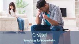  Presentation with conflict - Cool new PPT theme with break love - woman evicting man from house backdrop and a ocean colored foreground