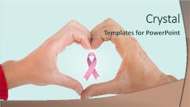  Presentation with hands the shape of a heart - PPT theme featuring relationship chart - couple making heart shape background and a sky blue colored foreground