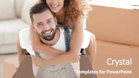  Presentation with family - PPT layouts enhanced with relationship chart - happy family couple embracing background and a coral colored foreground