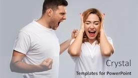  Presentation with relationship - Presentation theme enhanced with relationship difficulties conflict and emotions concept - unhappy couple having argument background and a light gray colored foreground