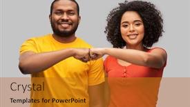  Presentation with african people - Presentation design featuring relationships-and-people-concept-happy background and a gold colored foreground