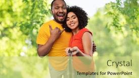  Presentation with relationships - Beautiful PPT theme featuring relationships-and-people-concept-happy backdrop and a soft green colored foreground