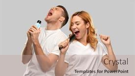  Presentation with relationships - PPT theme with relationships-and-people-concept-portrait background and a coral colored foreground