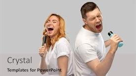  Presentation with relationships - Slide set enhanced with relationships-and-people-concept-portrait background and a light gray colored foreground