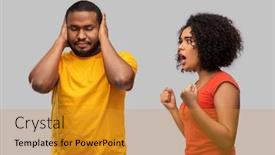  Presentation with african people - Presentation theme enhanced with relationships-and-people-concept-unhappy background and a gold colored foreground