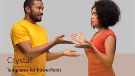  Presentation with african people - Amazing PPT theme having relationships-and-people-concept-unhappy backdrop and a gold colored foreground