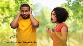  Presentation with relationships - PPT theme having relationships-and-people-concept-unhappy background and a gold colored foreground