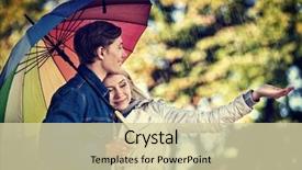  Presentation with young happy couple - Colorful slide set enhanced with relationships concept and idea rain backdrop and a soft green colored foreground