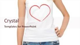  Presentation with relationships - Presentation theme featuring relationships concept - woman in white tank top with heart on it background and a sky blue colored foreground