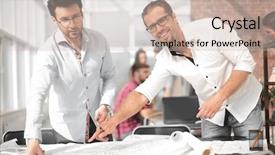  Presentation with cooperative cooperation at new project - Audience pleasing presentation design consisting of relationships construction - designer and architect are working backdrop and a soft green colored foreground