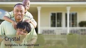  Presentation with family - PPT layouts having relationships construction - happy attractive african american family background and a coral colored foreground