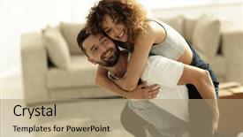  Presentation with wife - Slides enhanced with relationships construction - wife and husband are happy background and a  colored foreground