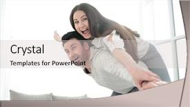  Presentation with black couple having fun - Slide deck with relationships construction - young couple having fun background and a  colored foreground