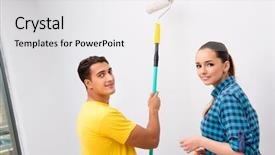 Presentation with diy - Cool new presentation theme with relationships construction - young family painting the walls backdrop and a  colored foreground