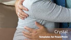  Presentation with married couple - Theme having relationships marriage and old people concept - close up of married senior couple hugging background and a coral colored foreground