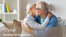  Presentation with relationships - Amazing slides having relationships old age and people concept - happy senior couple hugging at home backdrop and a coral colored foreground