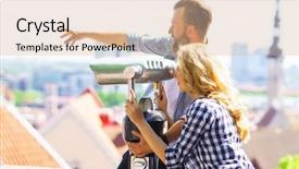  Presentation with movie theater loving couple - Audience pleasing PPT theme consisting of relativity - young loving couple traveling backdrop and a coral colored foreground