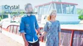  Presentation with walking - Presentation having relativity - young loving couple walking along background and a sky blue colored foreground