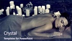  Presentation with spa salon - Slides featuring relax after sport blue sepia background and a ocean colored foreground