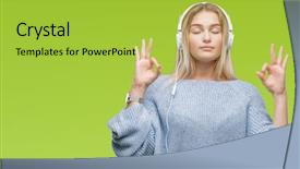  Presentation with music 20th century - Colorful presentation theme enhanced with relax and smiling with eyes backdrop and a yellow colored foreground